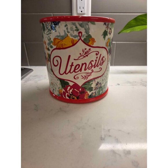 Pioneer Women utensil crock stoneware - Picture 1 of 5